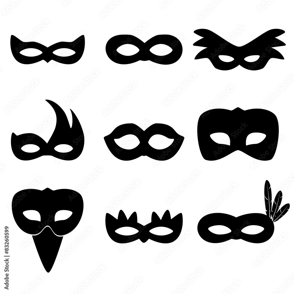 carnival rio black masks simple icons set eps10 carnival rio black masks simple icons set eps10