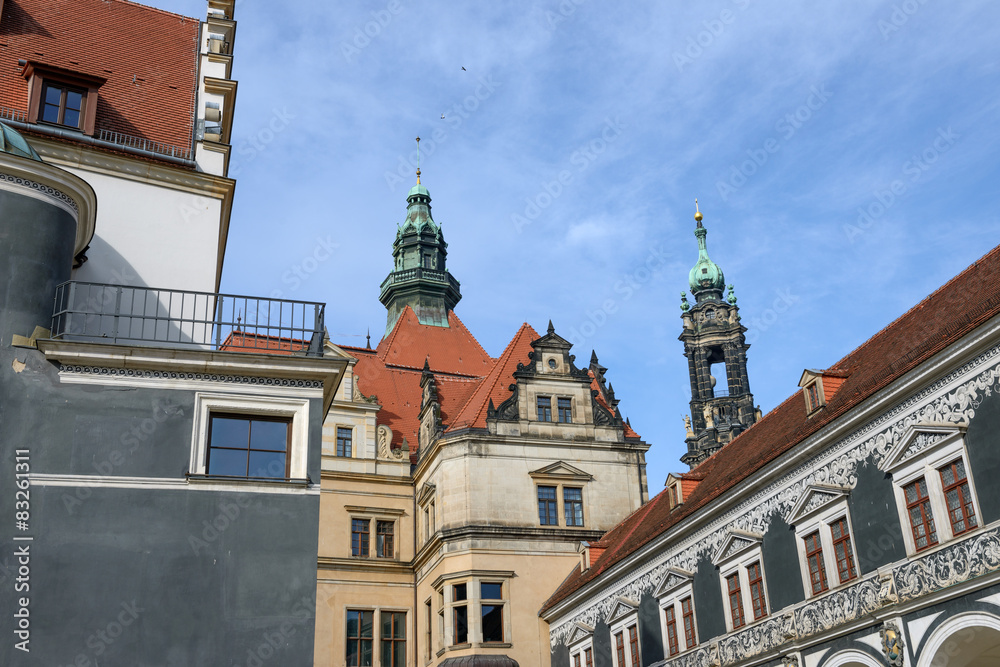 Obraz premium View from Stables Courtyard toward George Gate, Dresden, Saxony,