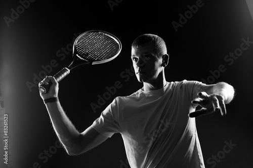 Tennis player on black background. Studio shot © fotofabrika