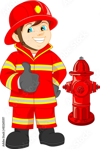 Fire fighter cartoon thumb up