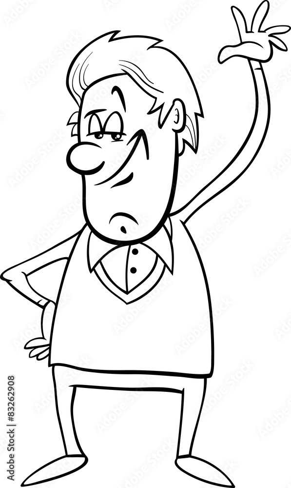 Obraz premium man waving hand coloring page