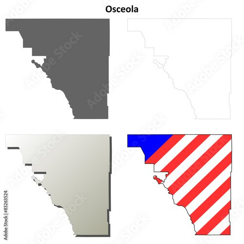 Osceola County (Florida) outline map set photo