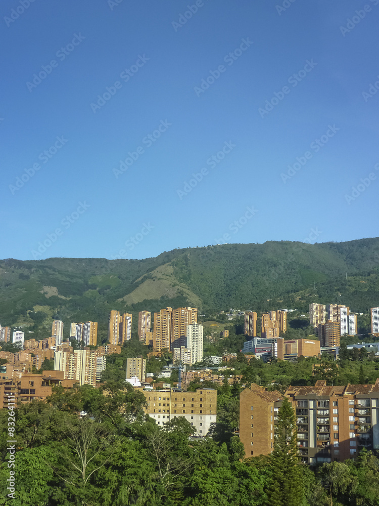 Buildings and Mountains in Medellin Colombia