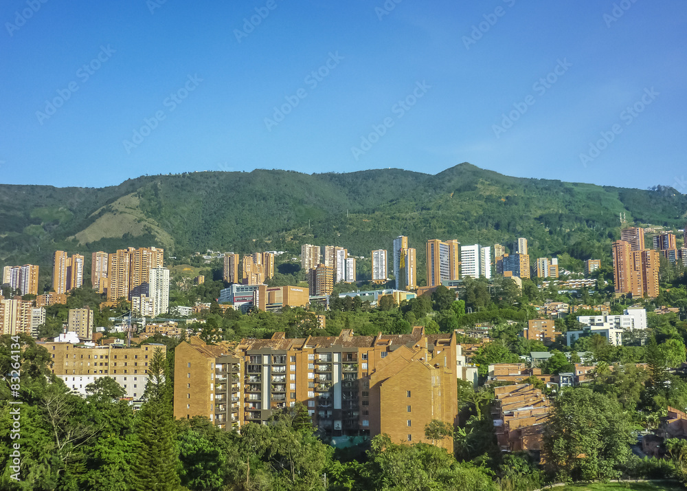 Buildings and Mountains in Medellin Colombia