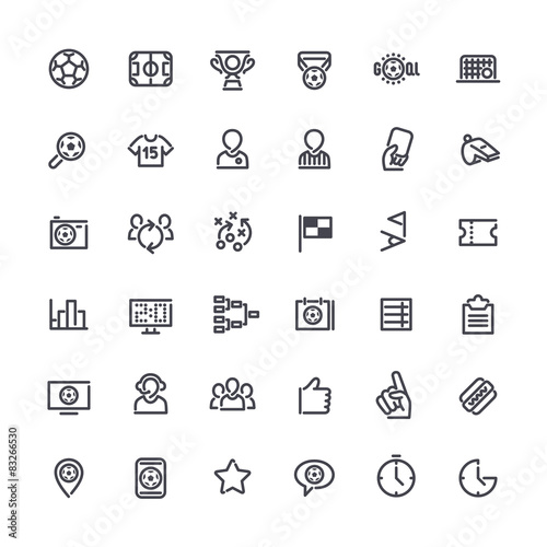 Outline Vector Icons on the Theme of Soccer