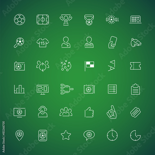 Thin Vector Icons on the Theme of Soccer