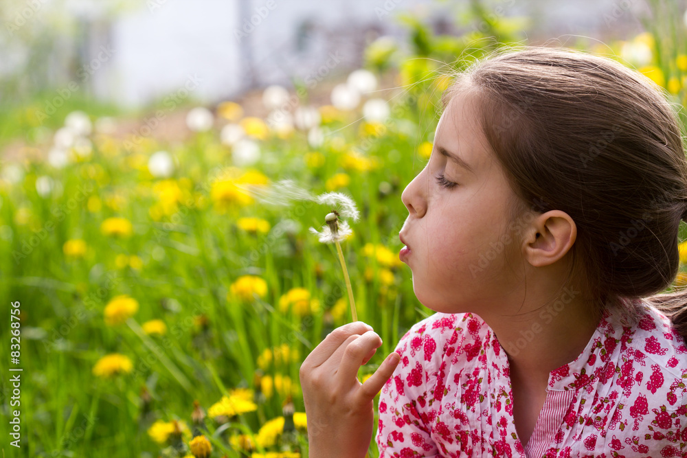 Outdoor portrait of cute little girl on the meadow Outdoor portrait of cute little girl on the meadow