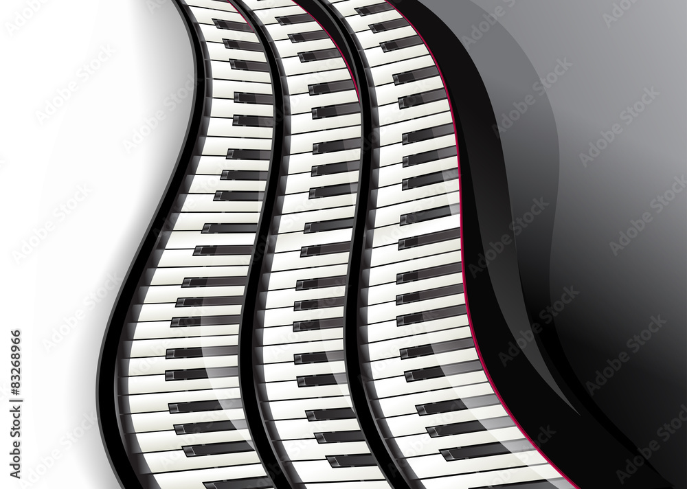 Naklejka premium grand piano keys wavy over white background