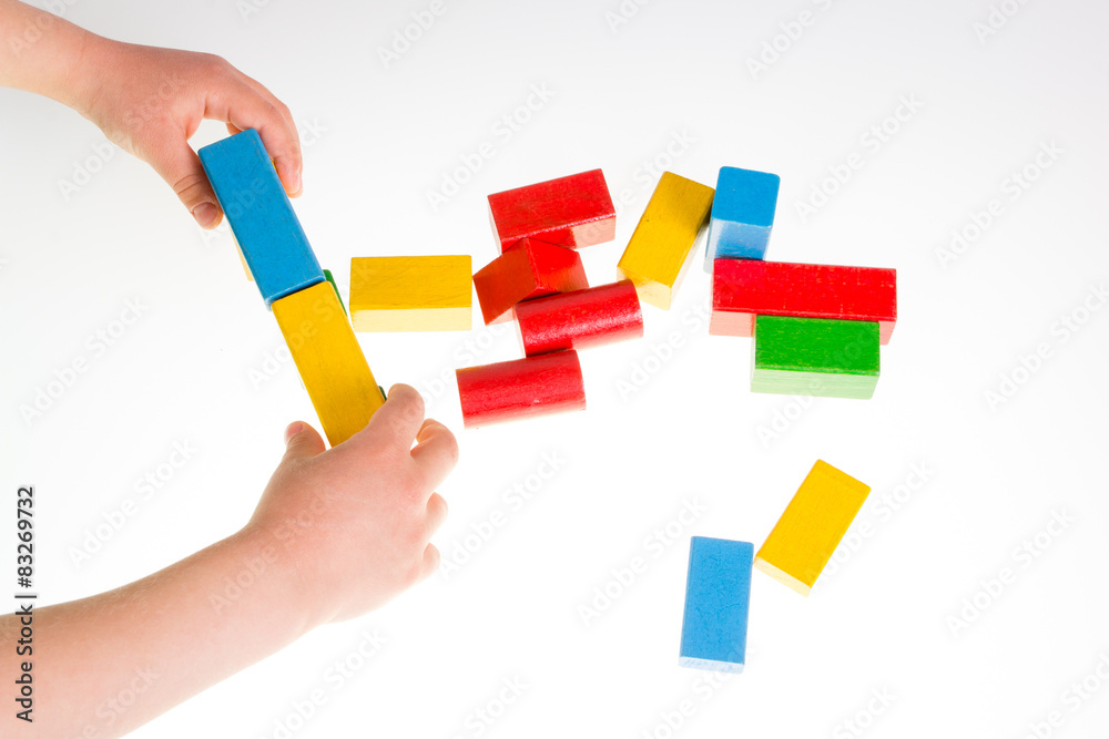 Colorful wooden building blocks 