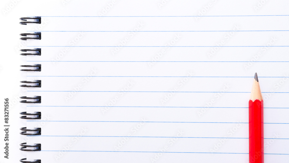 White blank notebook page with copy space