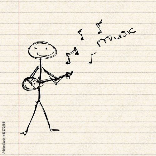 Stick man playing a guitar