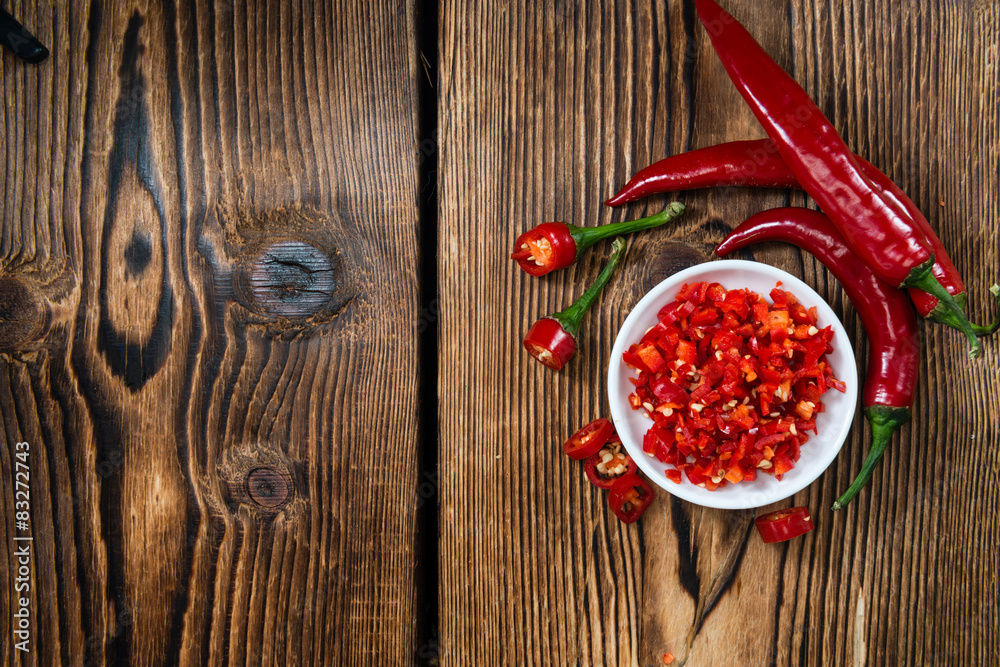 Fotografie Red Chilis in a bowl (cutted)