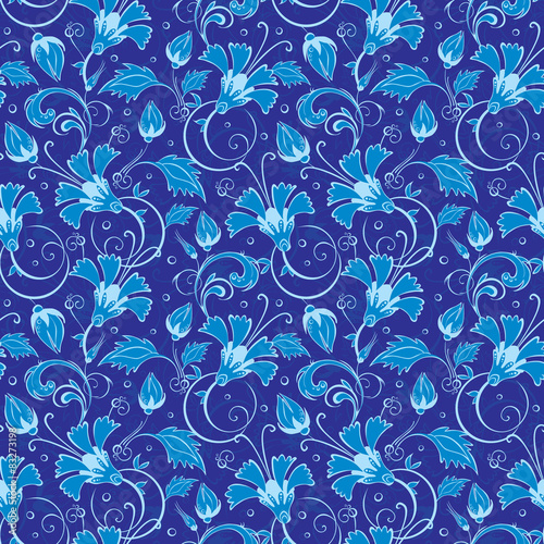 vector dark blue turkish floral seamless pattern background