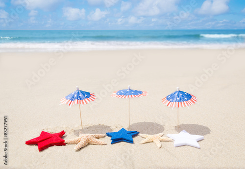 Patriotic USA background with starfishes