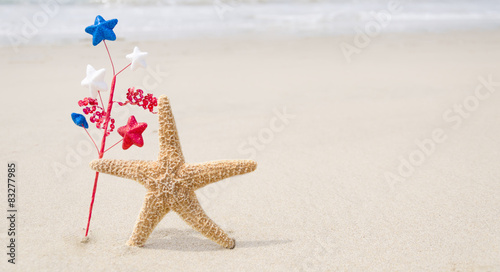 Patriotic USA background with starfishes