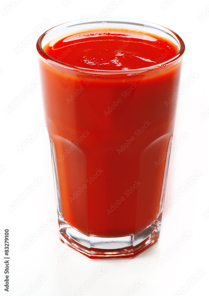 Glass of fresh tomato juice isolated on white Glass of fresh tomato juice isolated on white