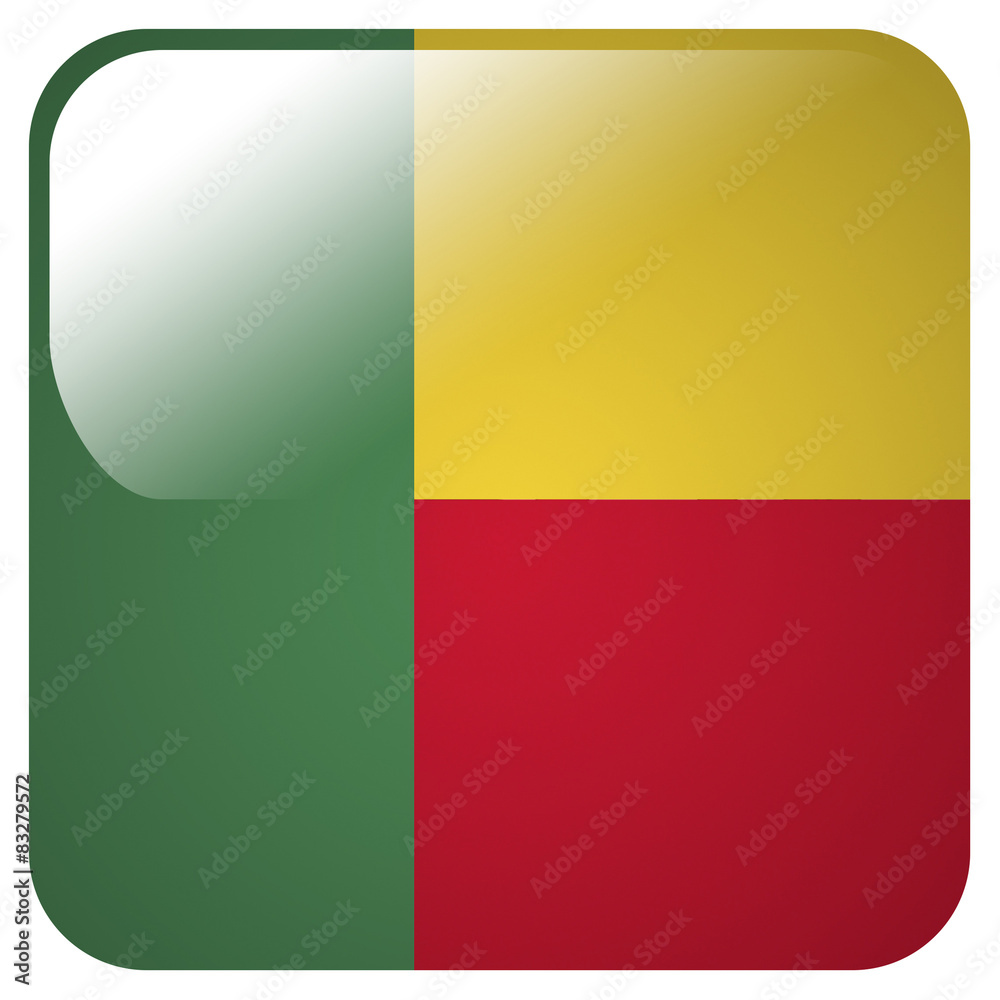 Glossy icon with flag of Benin