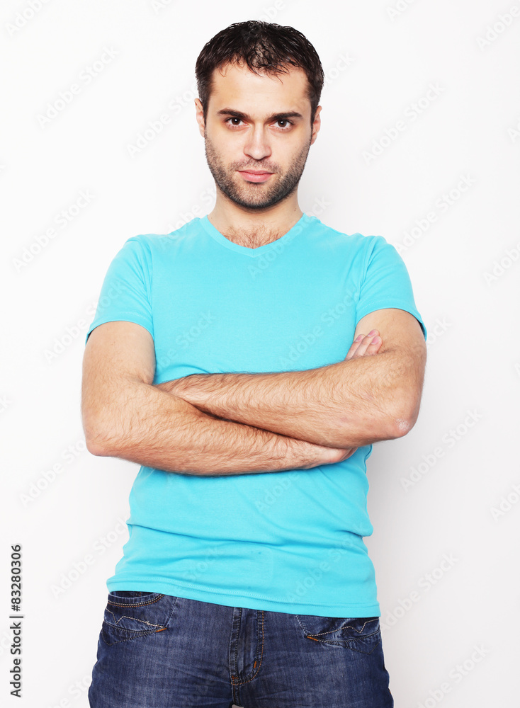 handsome man in blue shirt handsome man in blue shirt