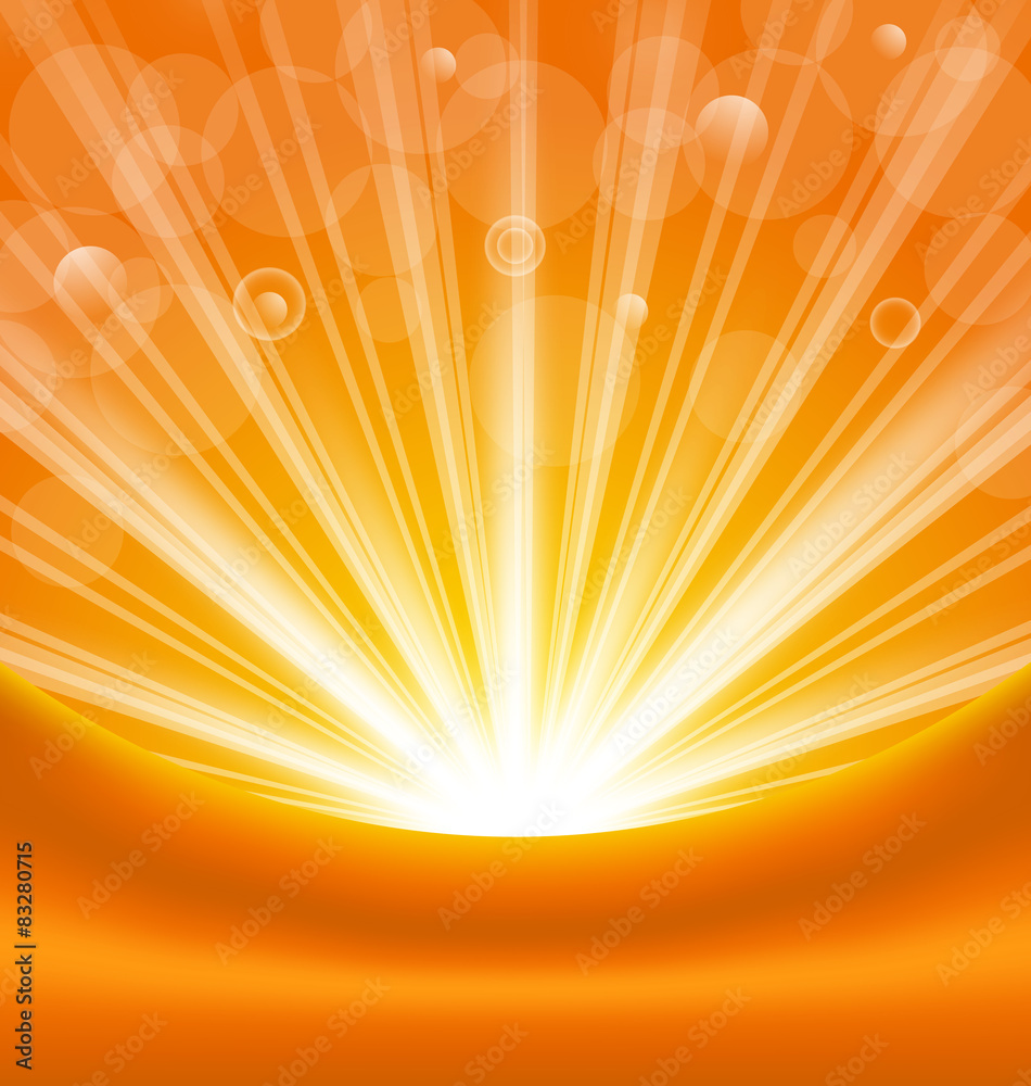 Obraz premium Abstract orange background with sun light rays