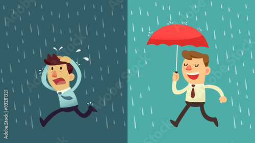 businessman in the rain - preparation
