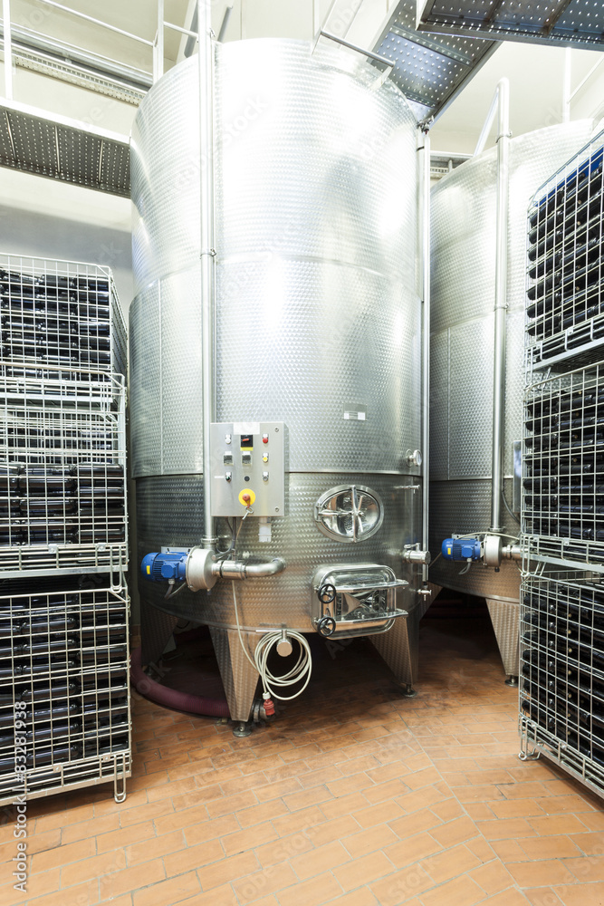 Alluminium tank in winemaking factory Alluminium tank in winemaking factory