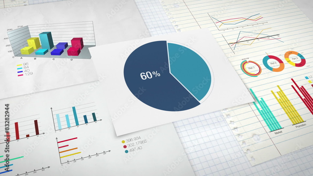 Pie chart indicated 60 percent, various graphic diagram.ver2