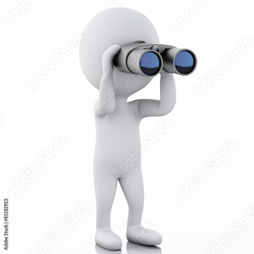 3d white people looking through binoculars