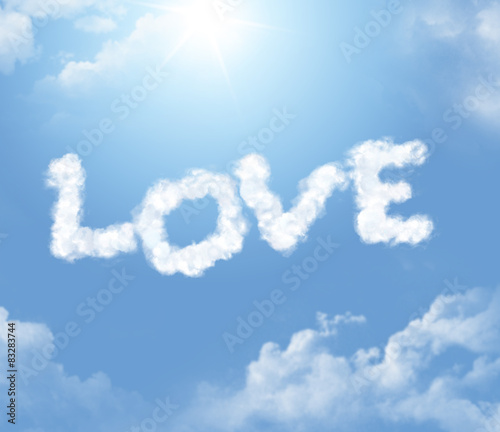 Cloud shape of love inscription