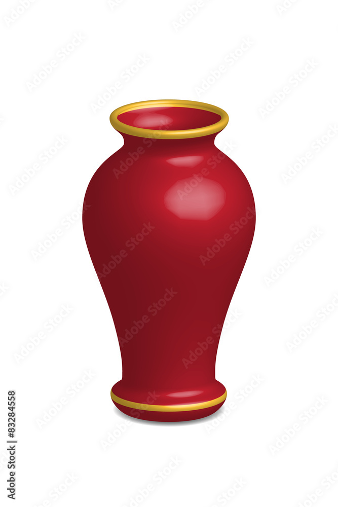 Illustration of empty flower vase, vector isolated on white back