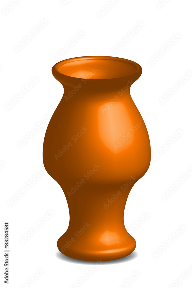 Illustration of empty flower vase, vector isolated on white back