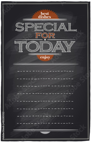 Wallpaper Mural Special for today chalkboard menu with place for text.