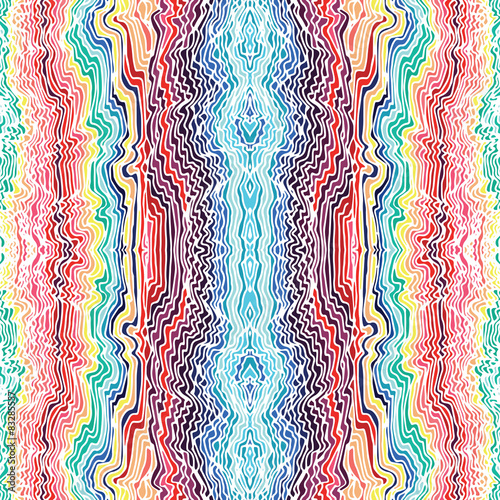 Colorful seamless waves hand-drawn pattern