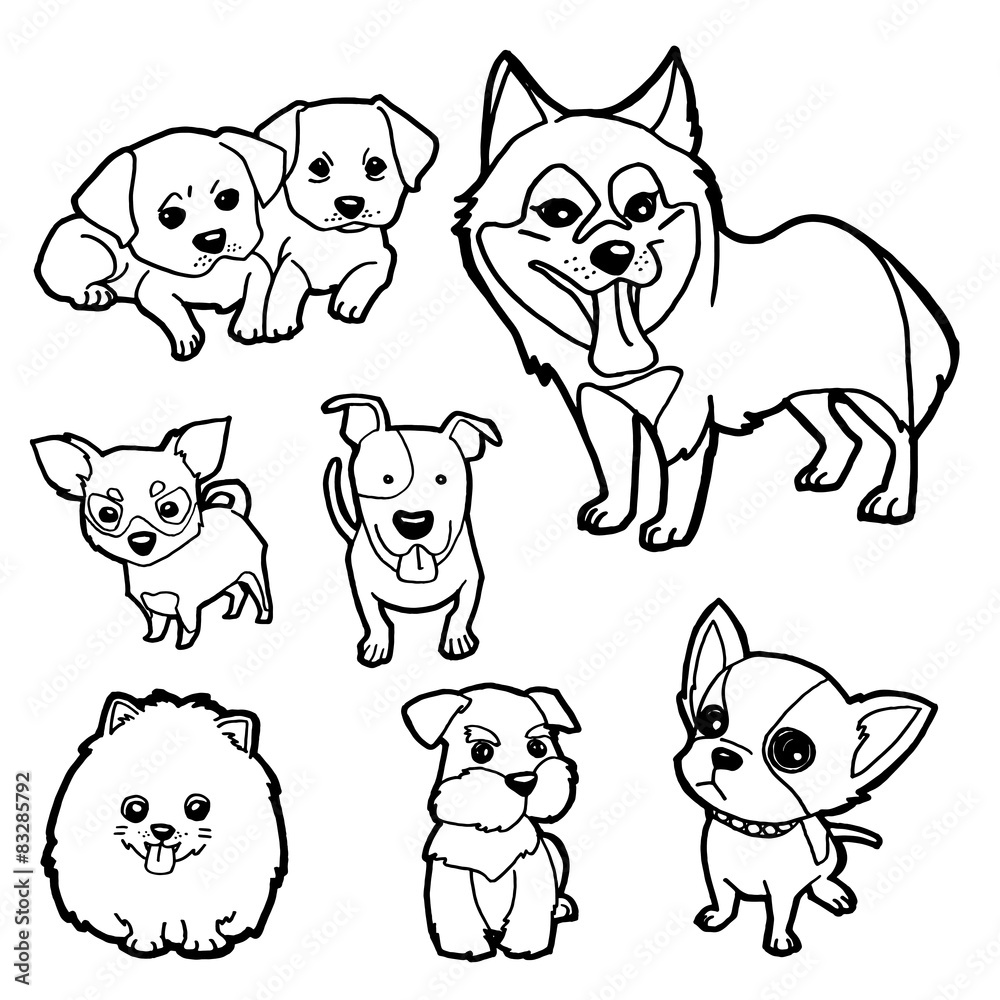 Coloring Book Dog set vector
