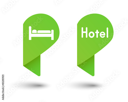 Hotel accommodation sign as map pin pointer