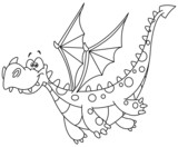 Outlined flying dragon