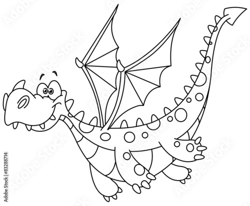 Outlined flying dragon