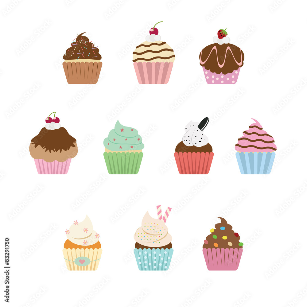 Sweet cupcake with different topping Sweet cupcake with different topping