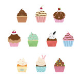 Sweet cupcake with different topping