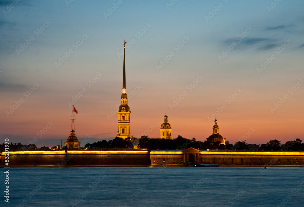 The Peter and Paul Fortress at white night