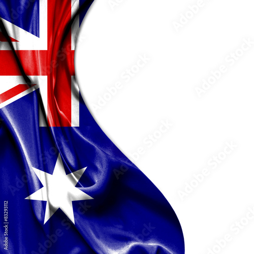 Australia waving satin flag isolated on white background