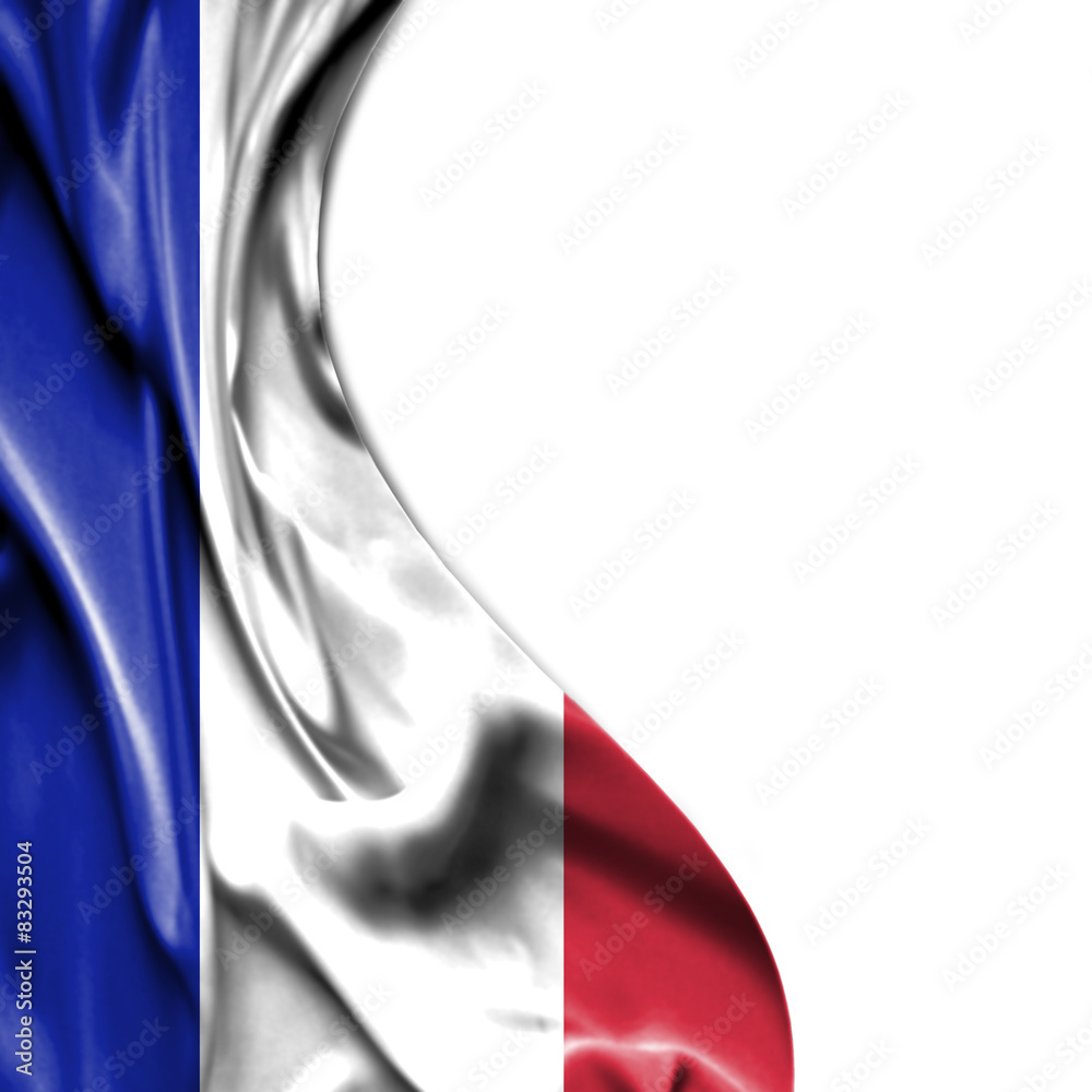 France waving satin flag isolated on white background