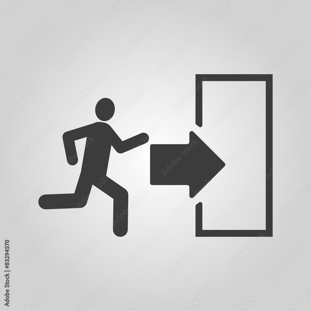 The exit icon. Emergency Exit symbol. Flat
