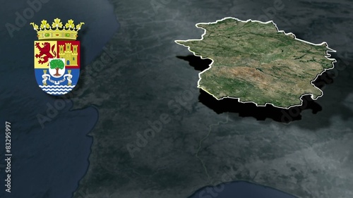 Extremadura white Coat of arms animation map photo