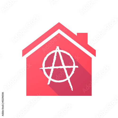 Red house icon with an anarchy sign