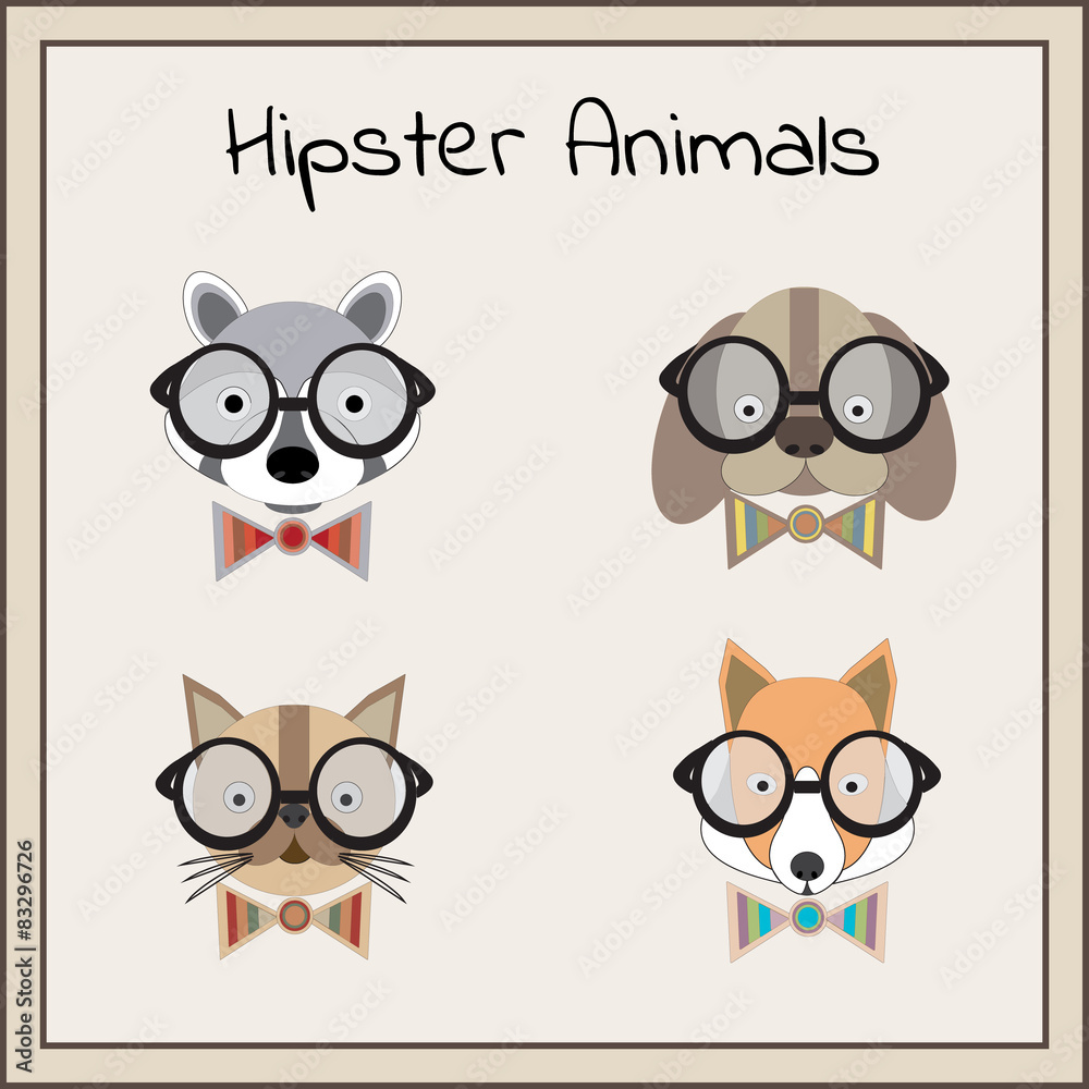 Hipster animals set vector Hipster animals set vector