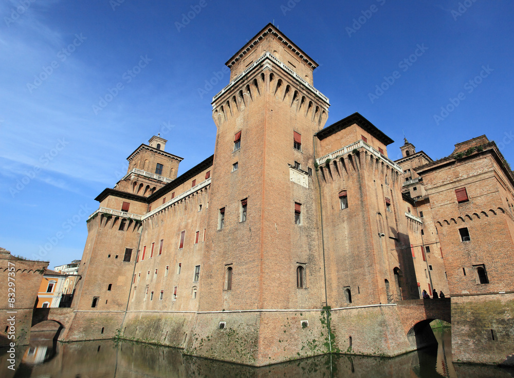 Castello Estense of Ferrara and unesco world heritage in Italy