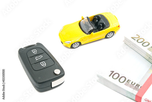car with keys and money