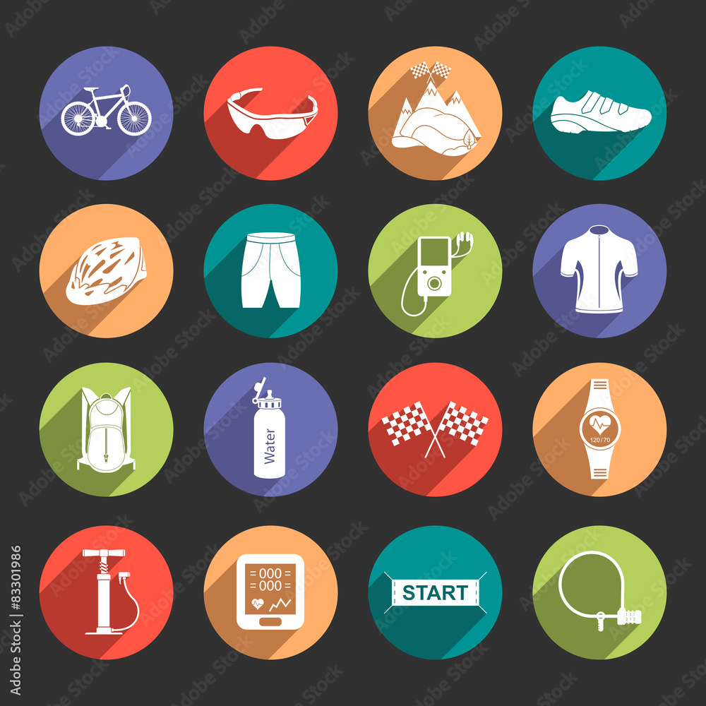 Icons Bicycle in Flat Style Icons Bicycle in Flat Style