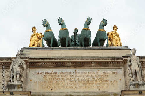 Paris -  Architectural fragments of Triumphal  at Tuileries. Tuileries Garden - public garden located between Louvre and Concorde Place. It was opened in 1667. Paris, France photo