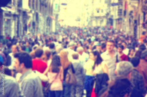 Canvas Print Background with blurred people walking on the street